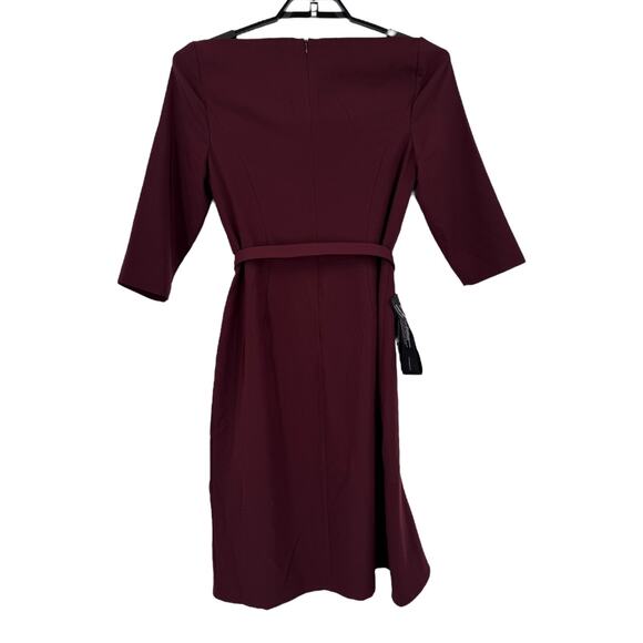 Kay Unger dress Izzy off the shoulder Midi burgundy size 12 - Picture 4 of 7